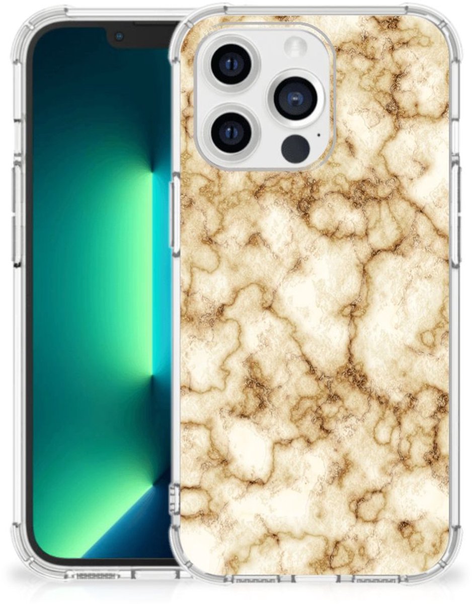 Back Cover voor iPhone 13 Pro Max Anti-Shock Hoesje Marmer Goud