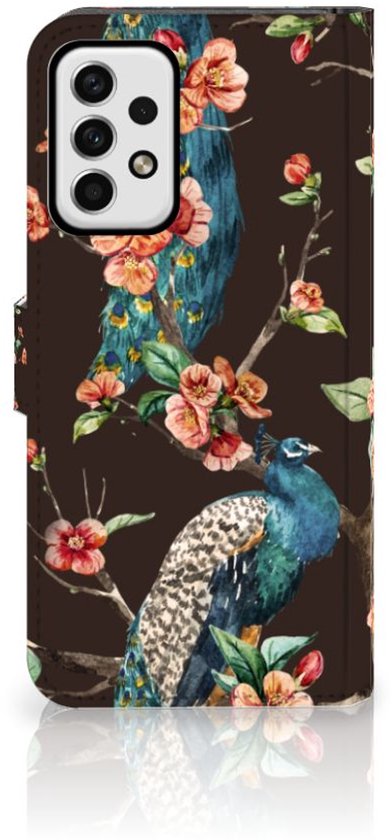 Coque Samsung Galaxy A23 Bumper Housse Etui de Protection Compatible avec Peacock Avec Des Fleurs