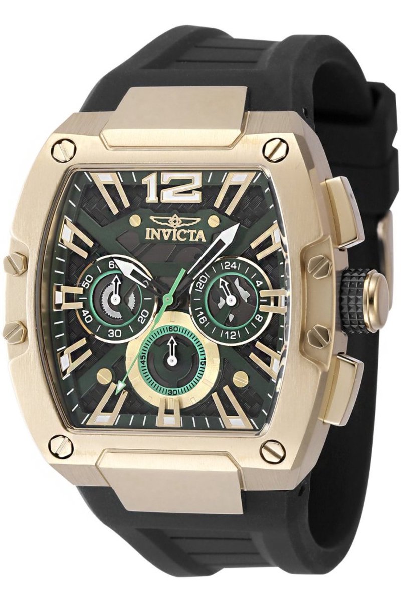 Invicta Racing 48468 Heren Horloge - Waterdicht - Analoog - Quartz Uurwerk - Roestvrij Staal met groene Wijzerplaat - 43mm