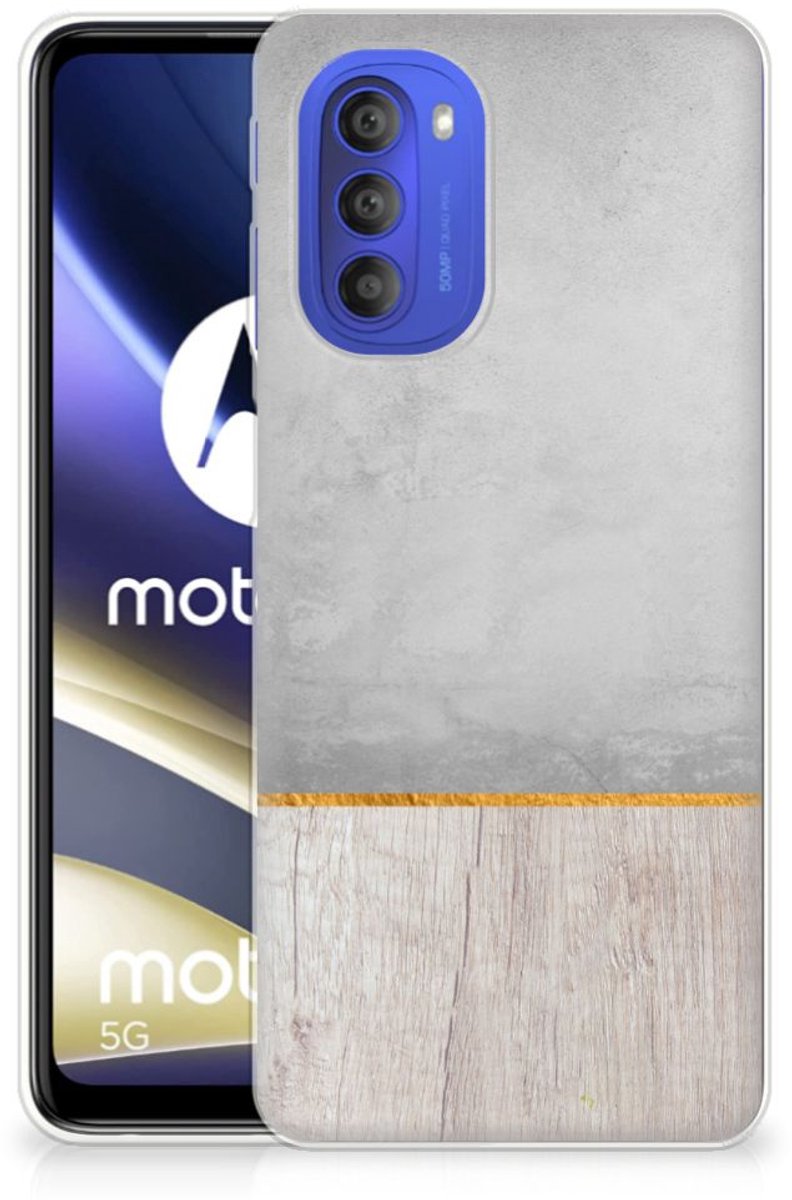 Motorola Moto G51 5G Bumper Hoesje Wood Concrete
