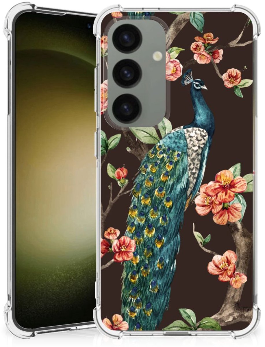 Samsung Galaxy S24 Case Anti-shock Pauw met Bloemen
