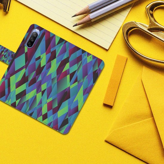 Bookcase Sony Xperia 10 III Case Abstract Vert Blue