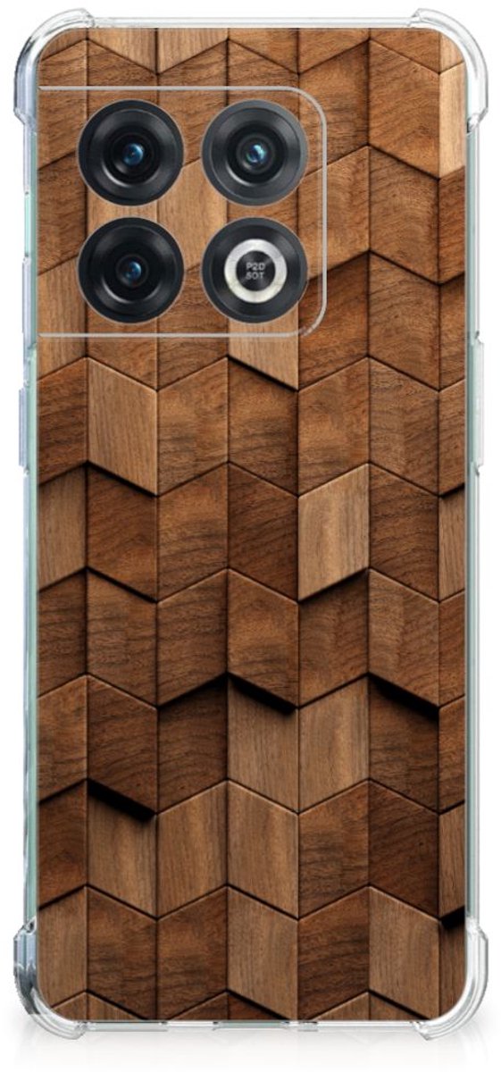 Stevig Telefoonhoesje voor OnePlus 10 Pro Wooden Cubes