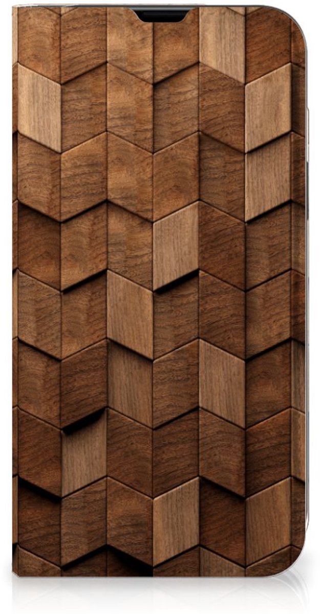 Book Wallet Case voor iPhone 13 Wooden Cubes