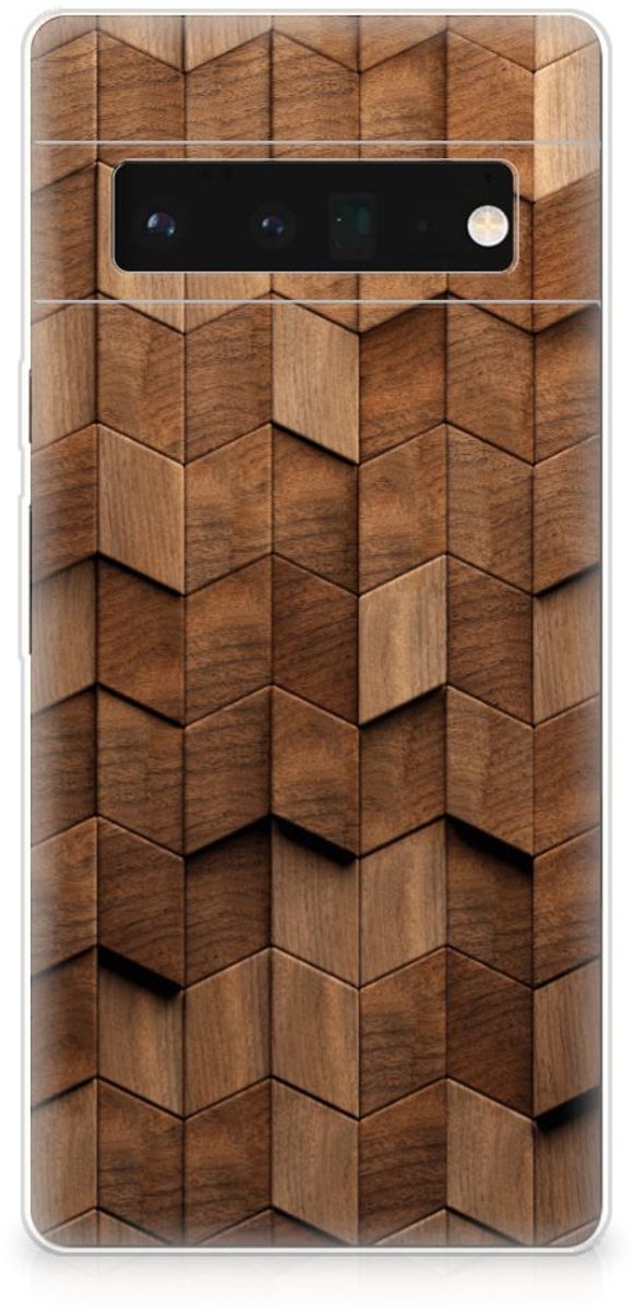 Bumper Hoesje voor Google Pixel 6 Pro Wooden Cubes