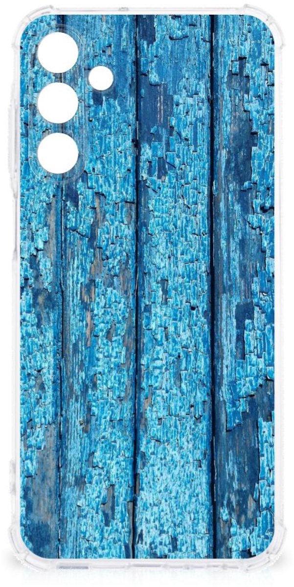 TPU Case Anti-Shock voor Samsung Galaxy A15 Stevig Telefoonhoesje Wood Blue