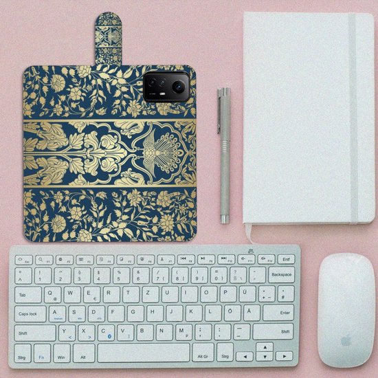 Portefeuille Livre Xiaomi Redmi Note 12S Coque Téléphone Fleurs beiges