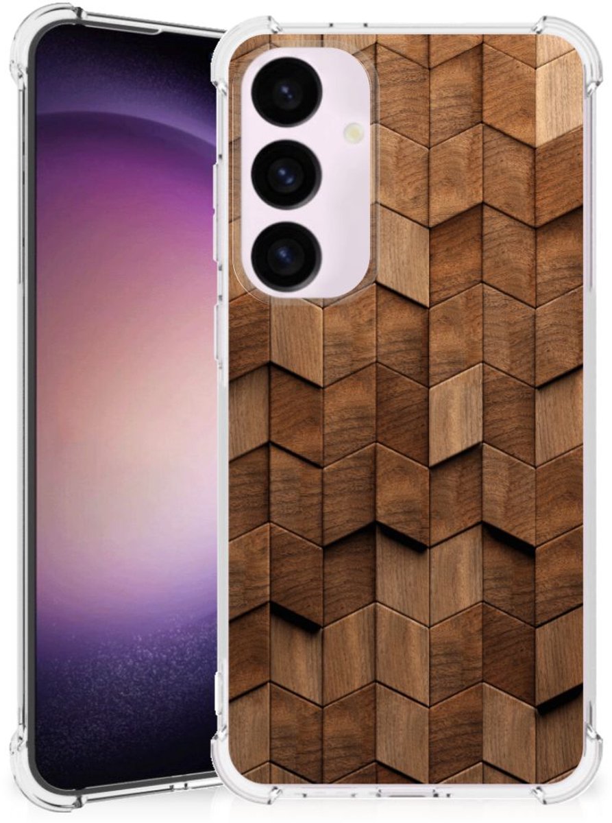 Stevig Telefoonhoesje voor Samsung Galaxy S24 Plus Wooden Cubes