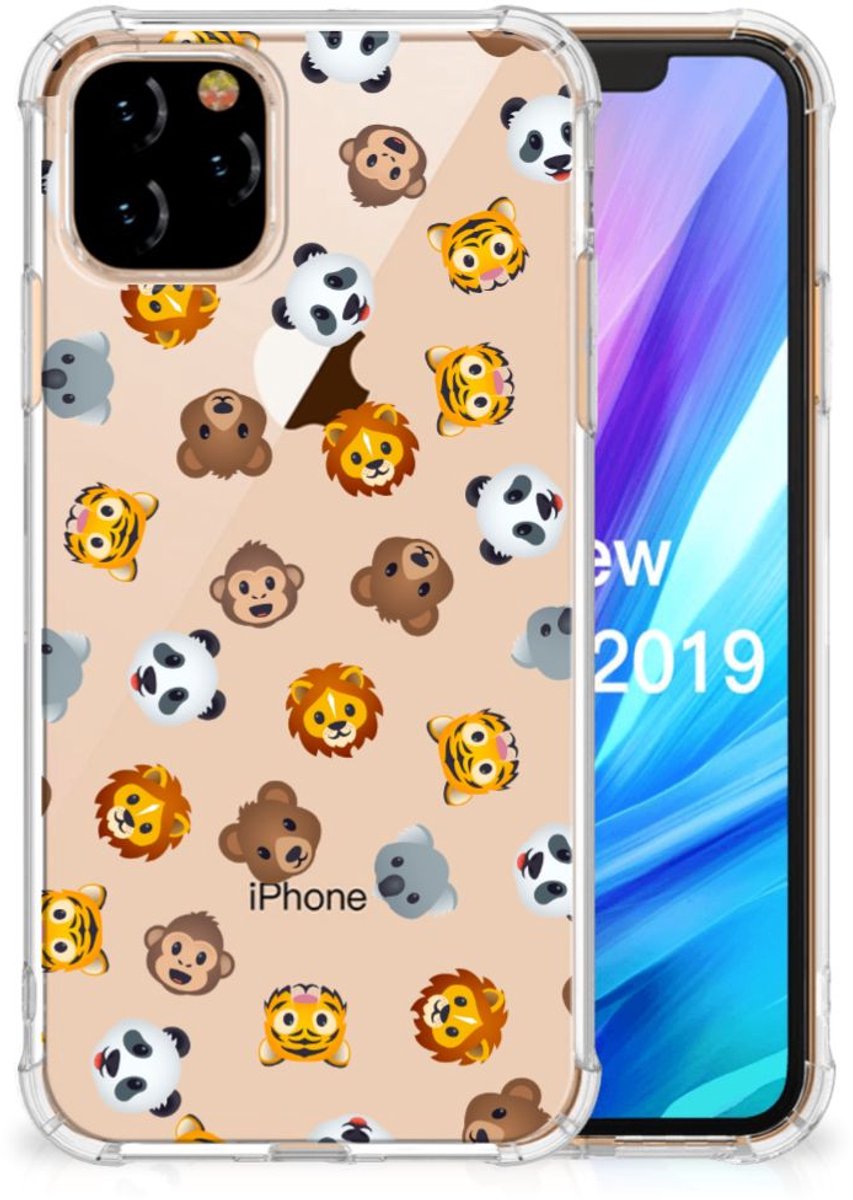 Doorzichtige Silicone Hoesje voor Apple iPhone 11 Pro Dieren Emojis