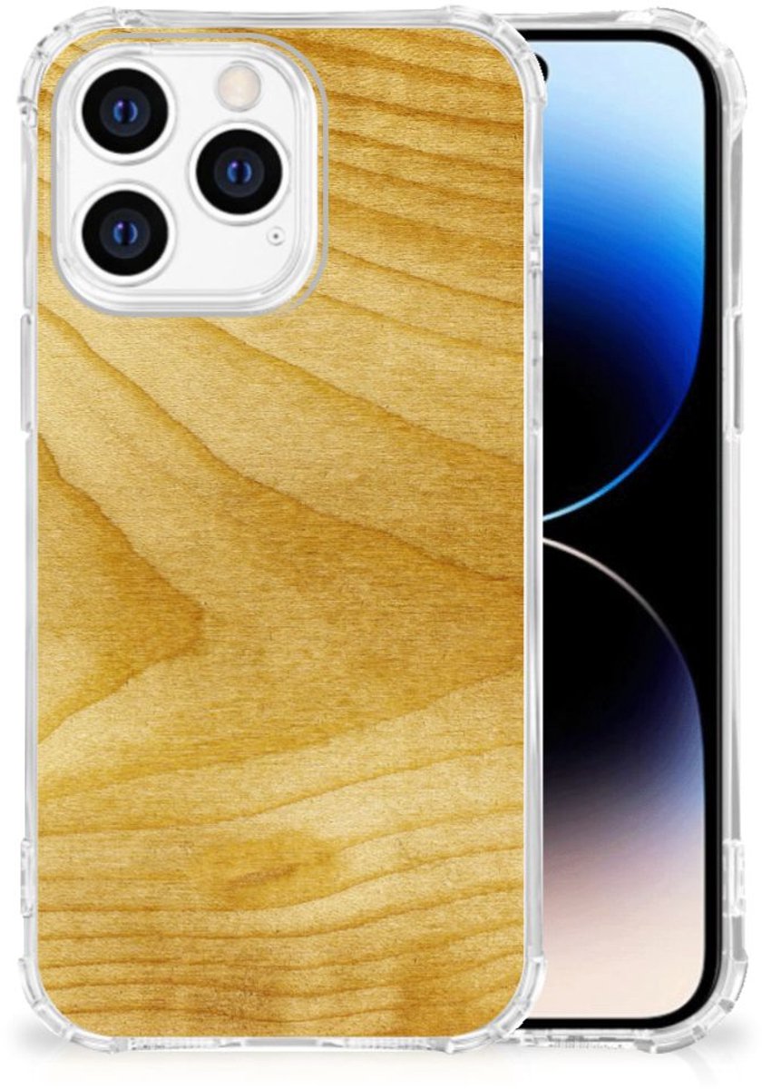 iPhone 14 Pro Stevig Telefoonhoesje Licht Hout