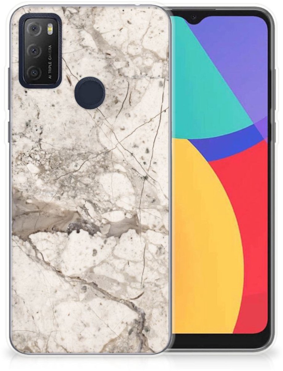 Alcatel 1S (2021) TPU Siliconen Hoesje Marmer Beige