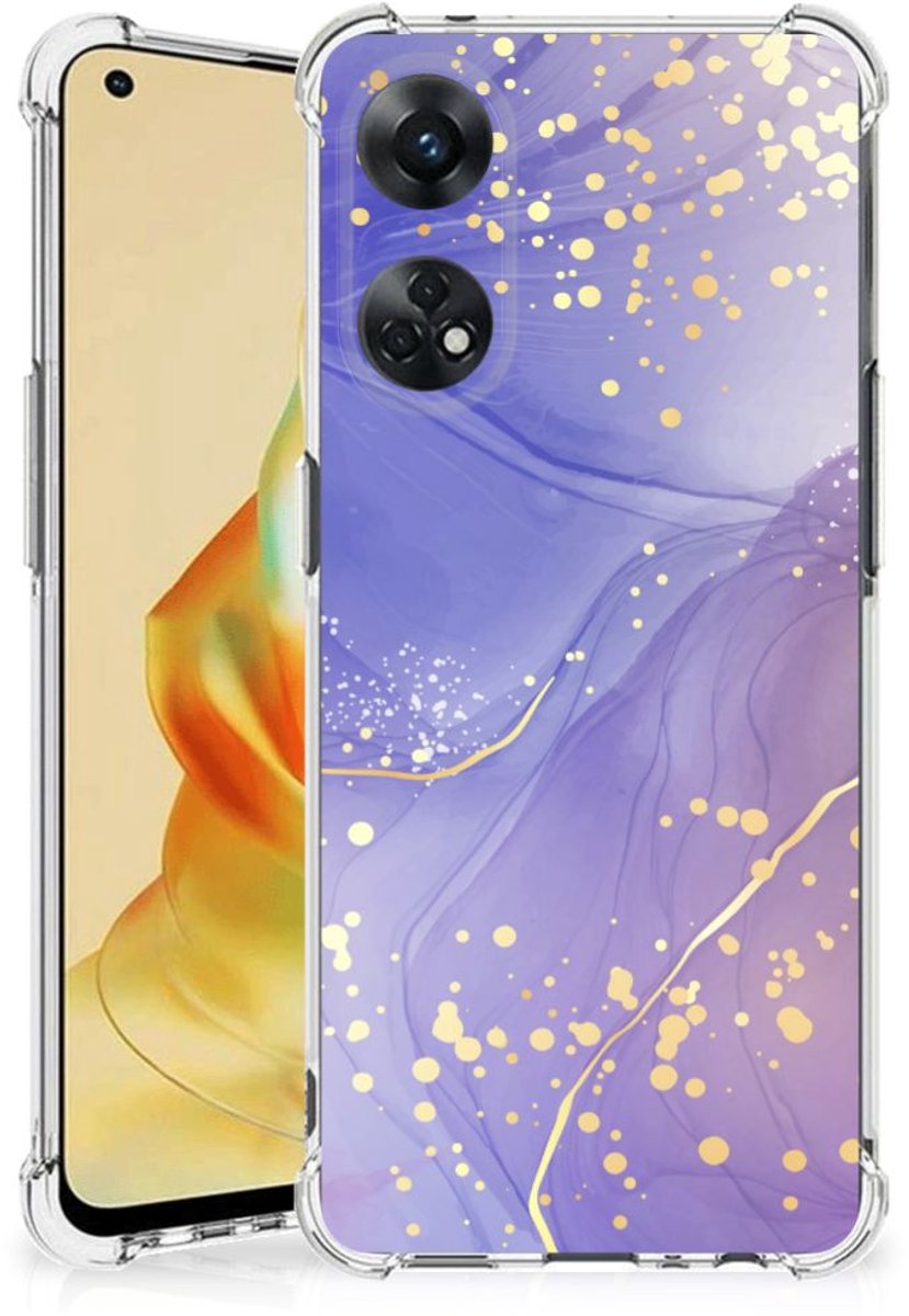 Back Cover voor OPPO Reno8 T 4G Watercolor Paars