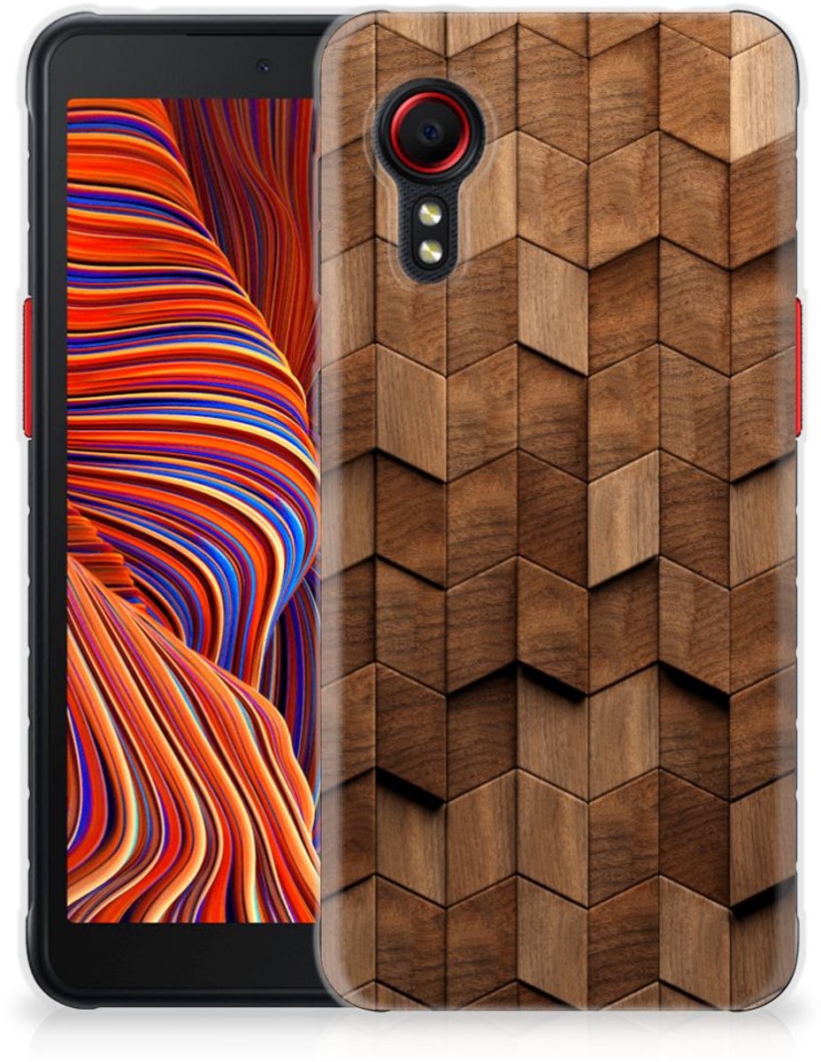 Bumper Hoesje voor Samsung Galaxy Xcover 5 Wooden Cubes
