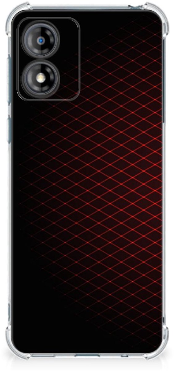 Motorola Moto E13 Doorzichtige Silicone Hoesje Geruit Rood