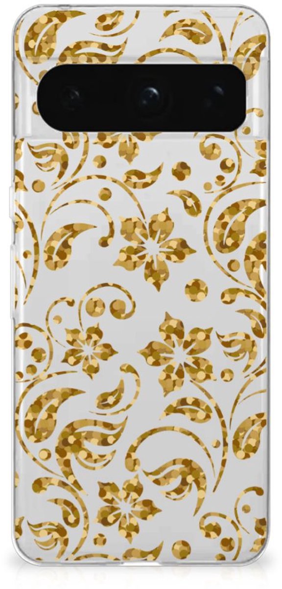 Google Pixel 8 Pro TPU Case Gouden Bloemen
