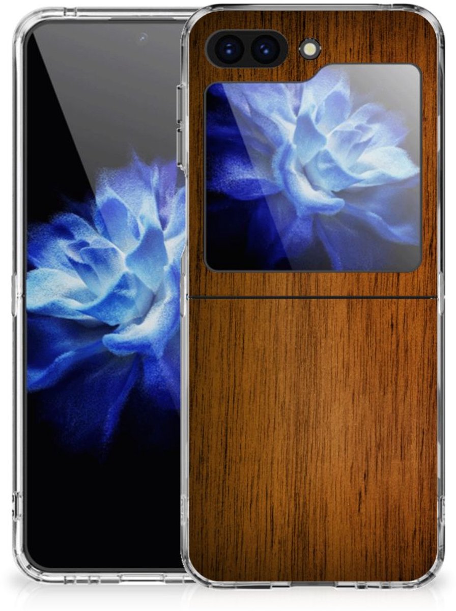 Samsung Galaxy Z Flip 5 Bumper Hoesje Donker Hout