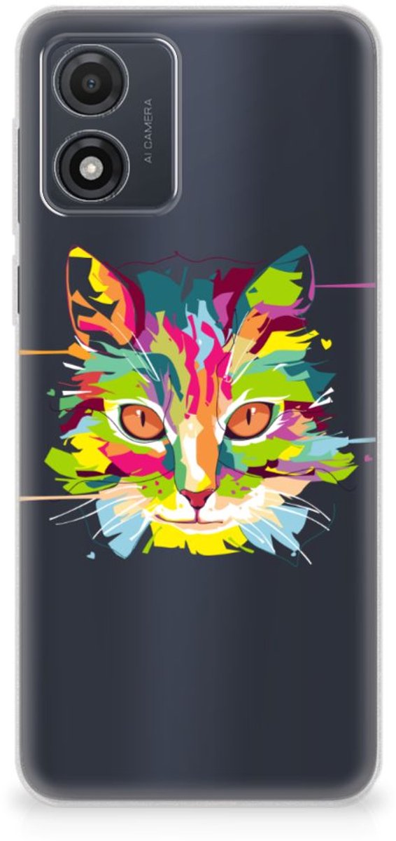 Motorola Moto E13 Telefoonhoesje met Naam Cat Color