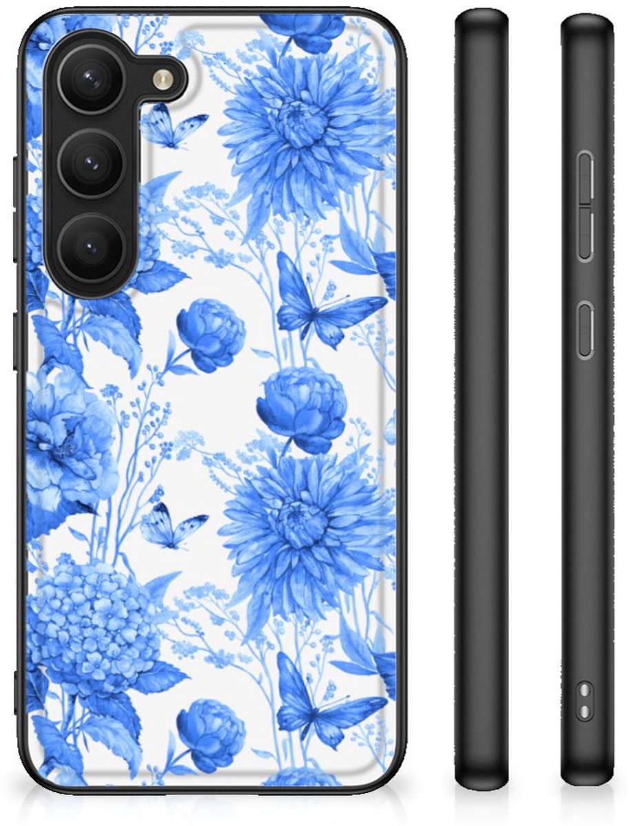 Bloemen Hoesje voor Samsung Galaxy S23 Flowers Blue