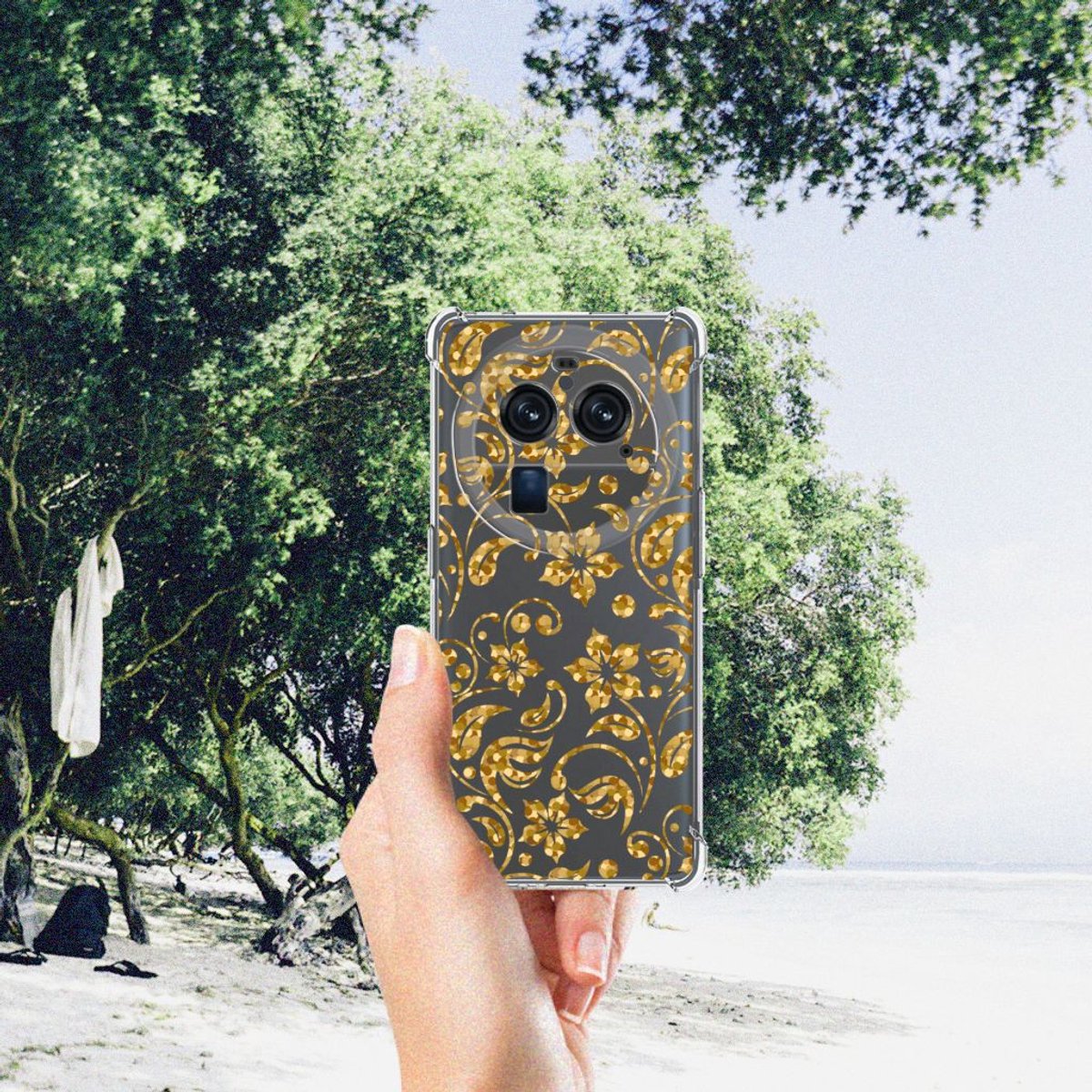 OPPO Find X6 Pro Case Gouden Bloemen