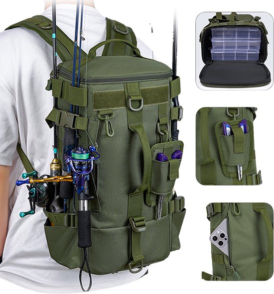 Sac à dos Aventury - Sac de pêche - Sac de sport - Sac à dos - Sac week-end - Sac - Sac à dos - Kaki