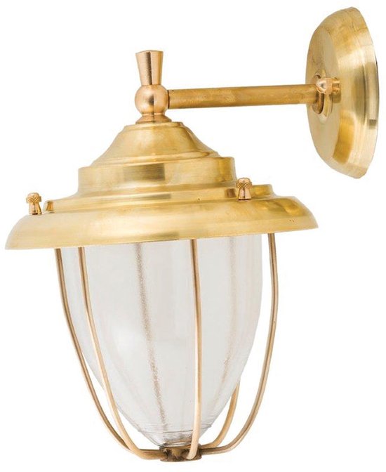 Wandlamp scheepslamp buiten, maritieme kelderlamp messing, ovale lamp, roestvrij, D:10 cm, IP64, E27, rustiek, vochtige kamerlamp, wandlamp huis