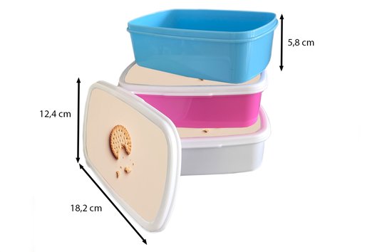 Broodtrommel Blauw - Lunchbox Koekje - Kruimels - beige - Brooddoos 18x12x6 cm - Brood lunch box - Broodtrommels voor kinderen en volwassenen