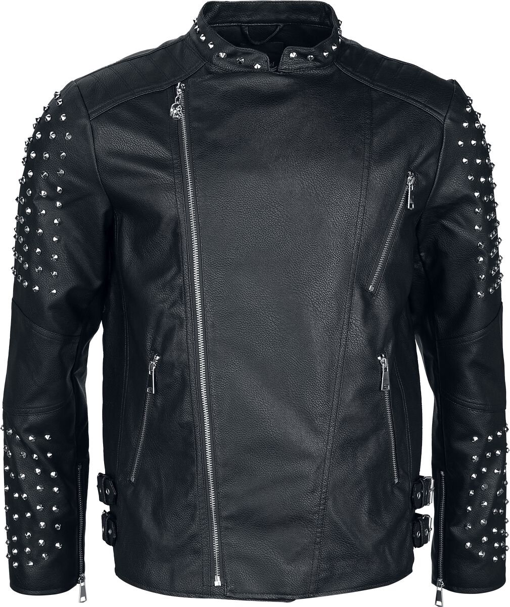 Rock Rebel by EMP Zwart imitatieleren jack met kanten studs - Heren - XXL