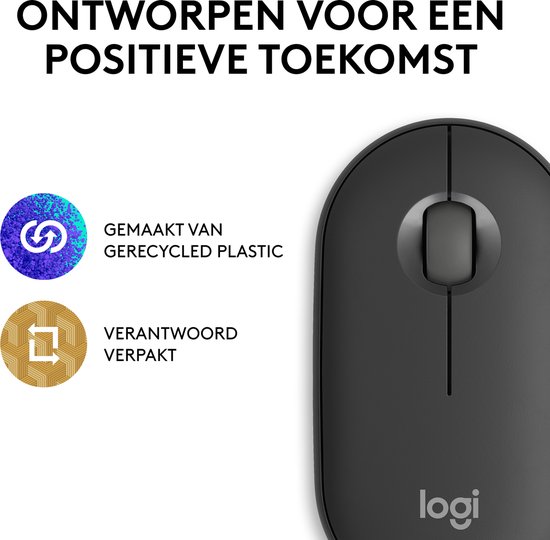 Logitech Pebble 2 M350s - Draadloze Muis - Bluetooth - 4000 dpi - Graphite