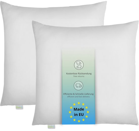 Bodyprotect ECOLine kussens 2 stuks 50 x 50 cm, set van 2 Inlaat voor bankkussens Sierkussens dubbelpak, 100% microvezel, wasbaar, wit