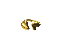Plux Fashion 2 Hartje Ring - Goud - Verstelbaar - Sieraden - Ring Met Hartje - Gouden Ring Met Hartje - Sieraden Cadeau - Roestvrijstaal Ring - Valentijns Ring - Hartje Ring - Luxe Style - Duurzame Kwaliteit - Valentijn