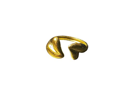 Ring Plux Fashion 2 cœurs - Or - Ajustable - Bijoux - Ring avec cœur - Ring en or avec cœur - Bijoux - Ring en acier inoxydable - Ring Saint-Valentin - Ring cœur - Style Luxe - Qualité durable - Saint-Valentin
