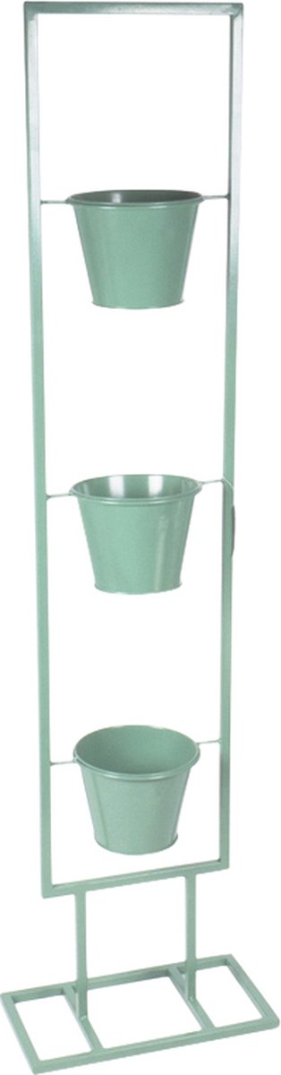 Dekoratief | Plantenrek m/3 potten, groen, metaal, 33x18x126cm | A254054
