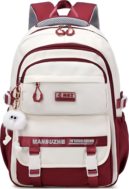 WoYoW® - Schooltas Meisjes Jongens 7-12 Jaar - Ruime Rugzak - Duurzaam Nylon - Basisschool Rugzak - Schoudertas Voor Kinderen - Rood