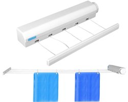 Dutchers® Waslijn Uittrekbaar - Droogrek - Drooglijn - Wasrek - 3.2 meter - Ruimte Besparend - Roldrooglijn - Geschikt voor Binnen en Buiten