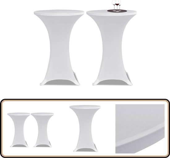 vidaXL Housse de table haute extensible Ø60 cm Wit (2 pièces) - Housse de meuble - Housses de meubles - Housse de table haute - Housses de table haute