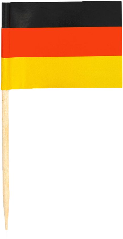 Cocktailprikkers Duitsland mini vlaggetjes - 50x stuks - versiering en feestartikelen - 8 cm