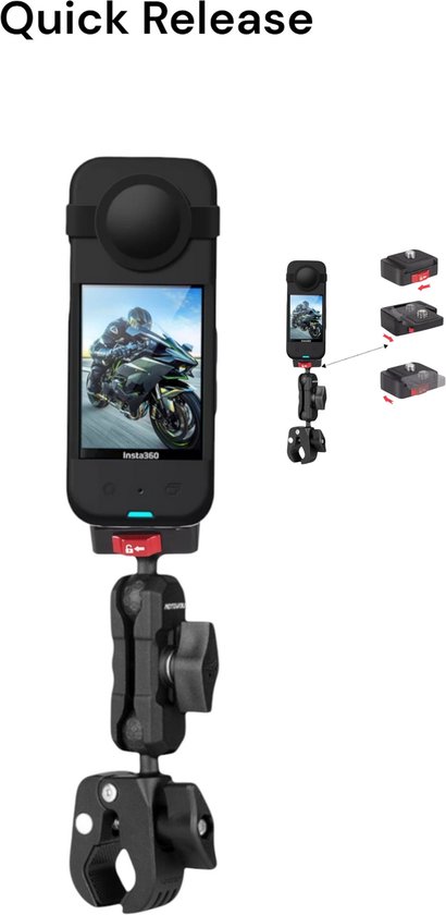 Foto: Motor fiets mount quick release voor insta360 fiets mount gopro quick release system fiets mount 4 insta360 one x5 x4 x3 x2 x aluminium mount motorcycle mount insta360 gopro accessoires insta360 one x5