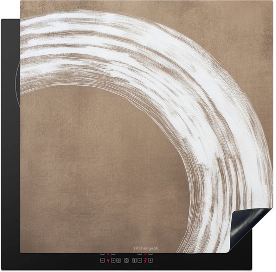 KitchenYeah® Protection plaque induction 60x60 cm - Peinture - Marron - Japandi - Protege plaque de cuisson - Couvre plaque induction - Protecteur d'induction - Cuisine
