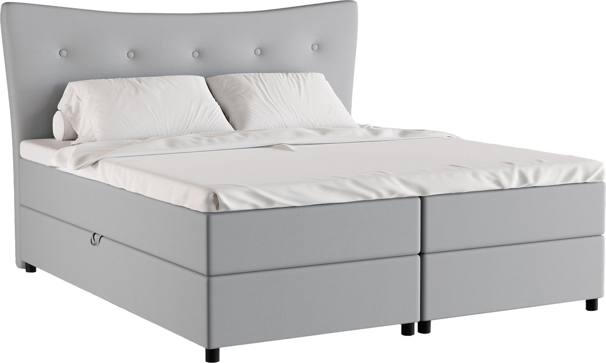 Homesy The Essence of Comfort Tweeperoonsbed Nevada 180 x 200 cm tweepersoons met hoogwaardige Bonell-matras en topper Lichtgrijs