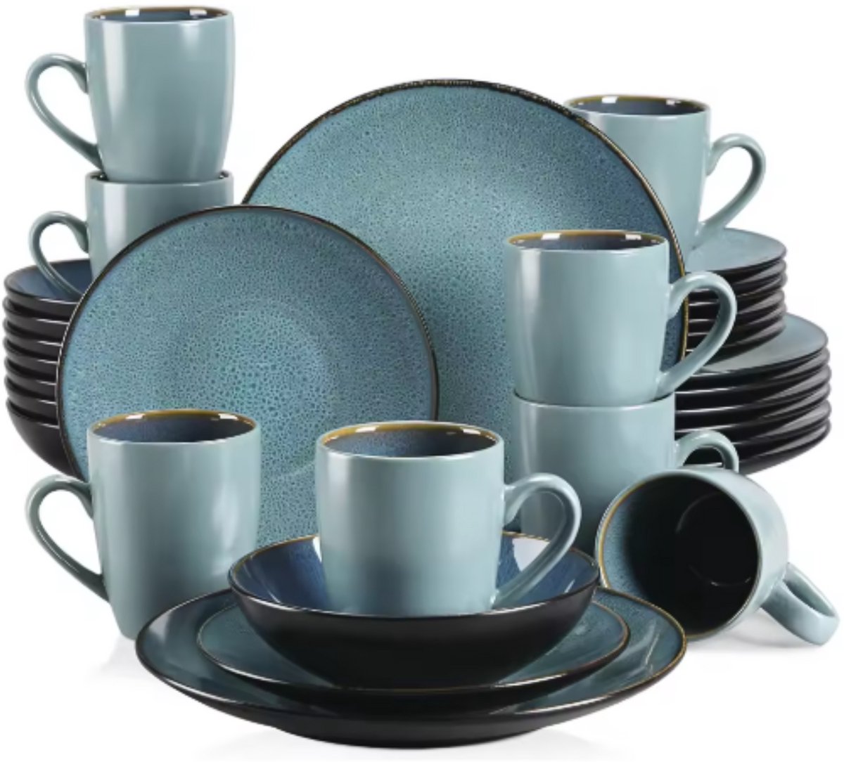 Exquisite Serviesset – Groen - 32 delig- 8 persoons – Keramisch – Dinerborden – Breakfast Plates