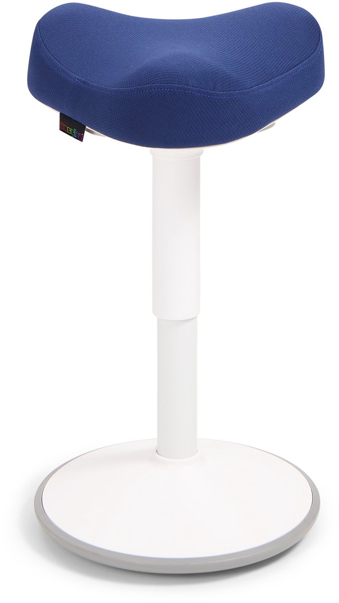 Wobblez® Soothe Wiebelkruk met Zadel - in hoogte verstelbare zadelkruk van 45-65 cm - Blauwe zitting Wit frame