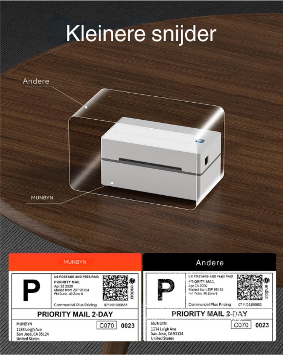 MUNBYN Bluetooth Etikettendrucker Label Drucker 4x6 Thermodrucker DHL UPS Versandetiketten Drucker Thermal Printer ettiketiergerät für Versandpakete Kompatibel mit Ebay Etsy Wish, 129, Rosa
