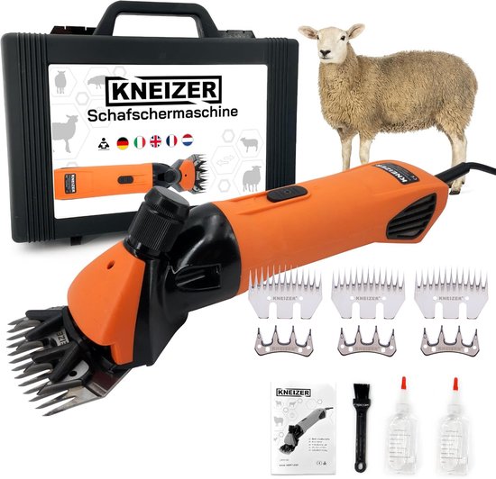 KNEIZER - Set de tondeuses à moutons - Comprend 3 Ensembles de couteaux et de l'huile - Convient à toutes les races et tous les types de pelages de moutons