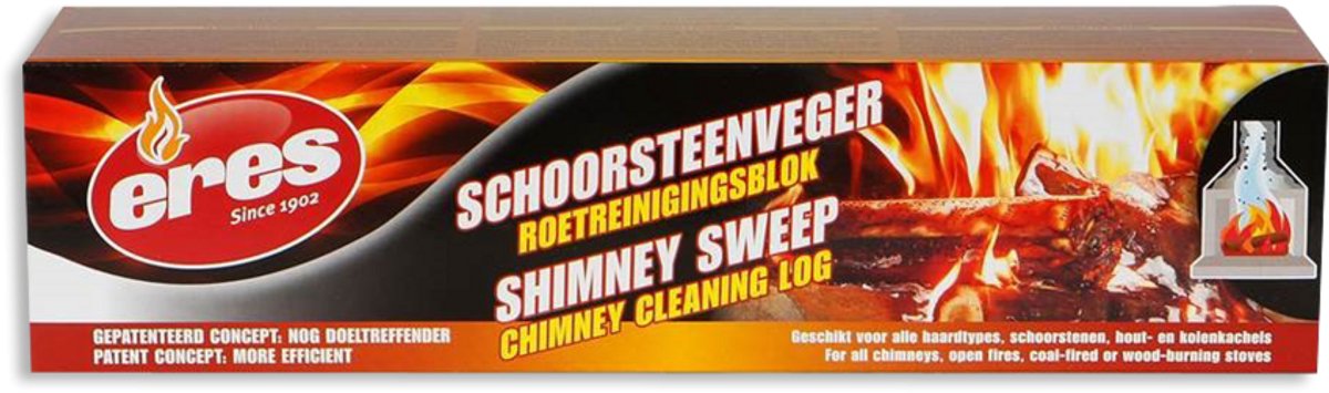 Eres – Schoorsteenveger – Ontroeter blok - Schoorsteenreiniger – Schoorsteenveegset – Roetreinigingsblok – Schoorsteenbrand voorkomen – met Verzekeringscertificaat
