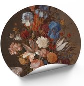 Muurcirkel Stilleven met bloemen Balthasar van der Ast - Ø 80 cm - muurcirkel - bloemen muurcirkel