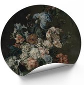 Muurcirkel Stilleven met bloemen Cornelia van der Mijn - Ø 80 cm - muurcirkel - bloemen muurcirkel