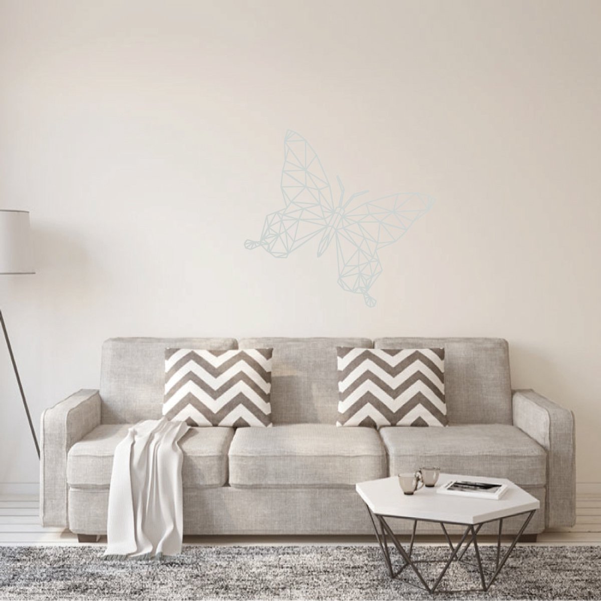 Muursticker origami vlinder - Wit - 60 x 42 cm woonkamer muurstickers slaapkamer origami