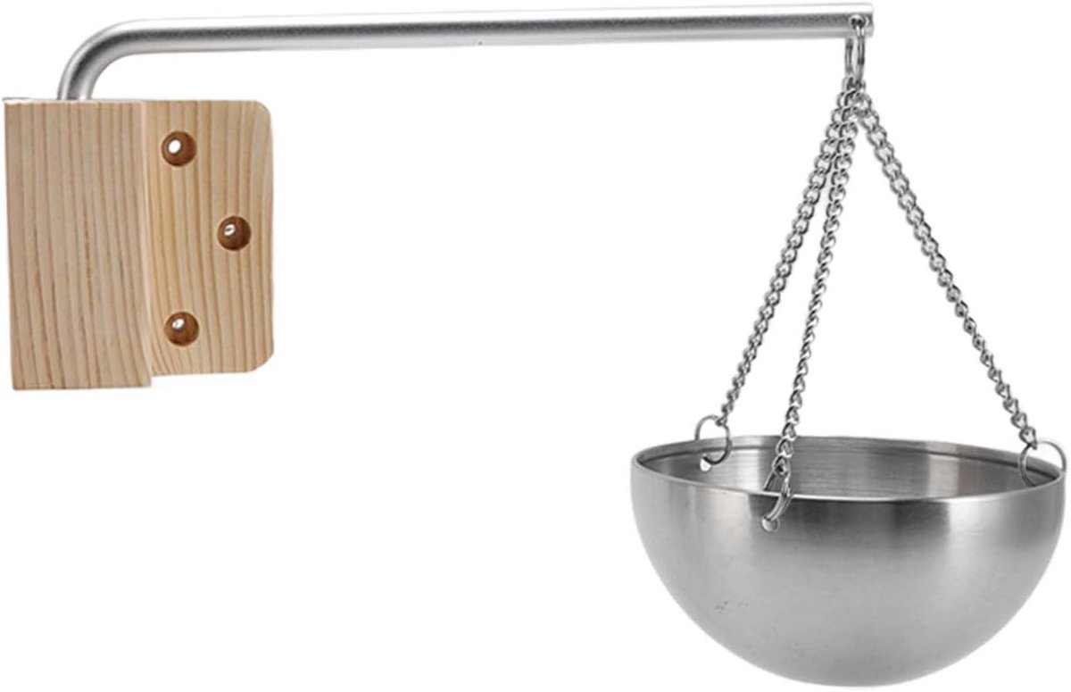 Duurzaam Roestvrij Staal Hangende Sauna Aroma-oliekop met Houten Blok en Schroef voor Saunaruimte (S)