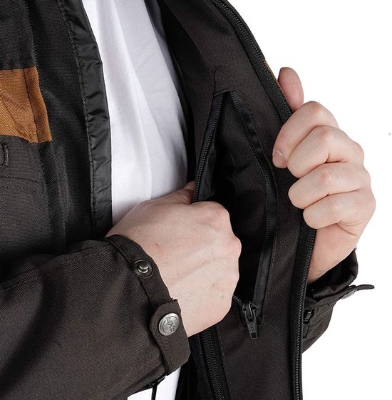 Blouson Moto Textile Chuck Tex Men MOTOBLOUZ - Polyester 600D, Protections CE Niveau 2, Doublure Thermique Amovible - Marron Foncé/camel - 5