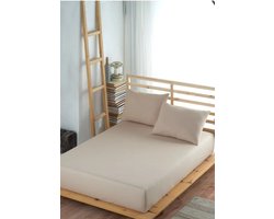 Hoeslaken - 100% Ranforce Katoen - 180x200 cm - Beige - Zacht - Ademend & Hypoallergeen - Elastische Hoeken tot 35 cm - Perfecte Pasvorm - De Linde Home
